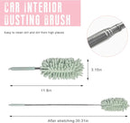 2 PCS Car Interior Duster with Extension Pole, Stretchable Chenille Vehicle Dusters with Bendable Head, Scratch Free Dusters Soft Cleaning Tool for Car Exterior & Interior (Light Green)