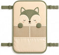 Juju Car Seat Back Protector – Padded Kick Mat with Sleepy Fox Face – Two Mesh Storage Pockets – Wipe-Clean Panel with Adjustable Straps for Backseat