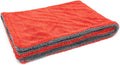 Dreadnought Microfiber Car-Drying Towel, Superior Absorbency for Drying Cars, Trucks, and SUVs, Double-Twist Pile, One-Pass Vehicle-Drying Towel (20 inch x 30 inch) - Pack of 1, Red/Gray