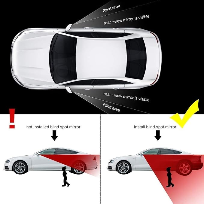 x Blind Spot Mirror, 3.4'' Framed Rectangular HD Glass Convex Adjustable Wide Angle Rear View Mirror,Universal For Car SUVs Truck Motorcycle (2pcs)