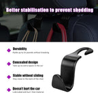 4 PCS Car Seat Headrest Hooks, Auto Backseat Organizer Hanger Holder, Vehicle Seat Back Storage Hooks for Purse Coat Umbrella Grocery Bag Handbag, Interior Car Accessories (Black)