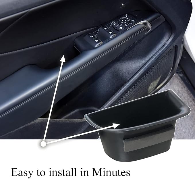 Front Row Door Side Storage Box Compatible with Lincoln MKC 2015 2016 2017 2018 2019 Armrest Phone Container Door Organizer Handle Pocket ABS Tray Insert Glove Pallet