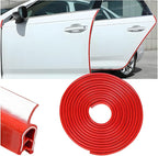 Car Door Protector Edge Guards, 33Ft Anti Collision U Shaped Automobile Door Seal Protector, No Glue Vehicle Exterior Edge Trim Protective Strip Accessories, Universal Fit (Red)