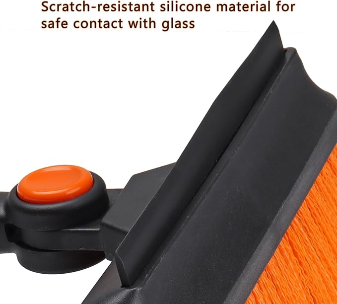 Set 41" Length Snow Brush Ice Scraper with Extendable Handle w/Foam Grip, Orange Black Silver, 180° Pivoting Head, Storage Bag, for Car Windshield Auto Truck SUV Home Use Winter Christmas