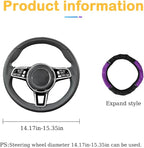 Bling Car Steering Wheel Cover, 15 Inch Rhinestones Soft Leather Elastic Steering Wheel Protector, Sparkly Crystal Diamond for Women Girls, Car Interior Accessories for Most Cars (Purple)