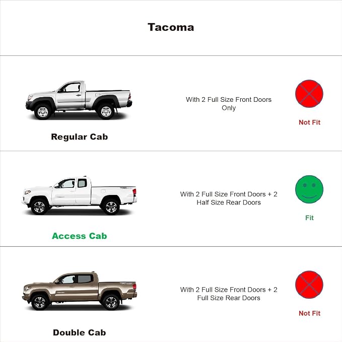 TY4P07 Original Side Window Wind Deflector, 4pcs Out-Channel Tape-On Nice Rain Guards Set, Window Visor fit for 2005-2015 Toyota Tacoma Extended cab (Access cab)