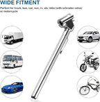 CZC AUTO Pencil Tire Pressure Gauge, Dual Head Trucks Air Gage, Accurate Mechanical Dually Chuck Wheel Service Checker, Stainless Steel Stem for Car RV ATV Motorcycle Bike, 10-120PSI (Silver, 1 Pack)