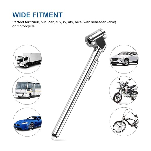 CZC AUTO Pencil Tire Pressure Gauge, Dual Head Trucks Air Gage, Accurate Mechanical Dually Chuck Wheel Service Checker, Stainless Steel Stem for Car RV ATV Motorcycle Bike, 10-120PSI (Silver, 2 Pack)