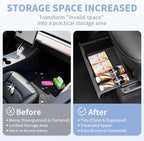 4 PCS Under Seat Storage Box Organizer Designed for Tesla Model Y 2020 2021 2022 2023 2024, （Not Fit 2025 Model Y & New Model Y Juniper）, Tesla Underseat Storage Box Bin, Black