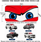Car Windshield Sun Shade, Universal Fit Full-Size SUV Pickup MVP, Angry Red | 63 x 33.86" Large Windshield Cover, Foldable Front Window Sunshade, UV Heat Protection, Cute Eyes Series