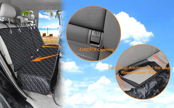 Dog Car Seat Cover for Back Seat,Car Seat Protector for Dogs Nonslip Water Proof Universal Fit Dog Car Seat Cover for ISOFIX Truck SUV(Large,Black)