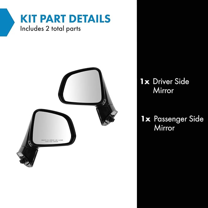 Driver and Passenger Side Mirror Assembly Set Power Paint to Match Smooth Compatible with 2008-2010 Saturn Vue, 2013-2015 Chevrolet Captiva Sport