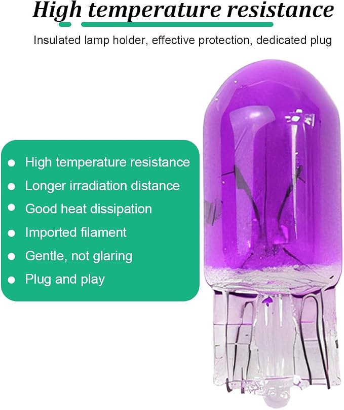 25PCS T10 12V 5W Car Turn Signal Light Bulbs, Clear Flat Foot Vehicle Side Marker Lamp Bulbs, Auto Interior Amber Headlight Bulbs Accessories, Universal for SUV, Sedan, Truck (Purple)