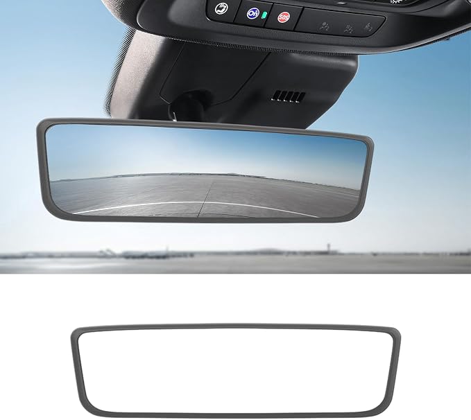 Car Rear View Mirror Protector Frame, Silicone Auto Rearview Edge Protection Cover Compatible with Model 3 Model Y, Interior Rear View Trim Frame Decoration, Car Accessories (Gray)