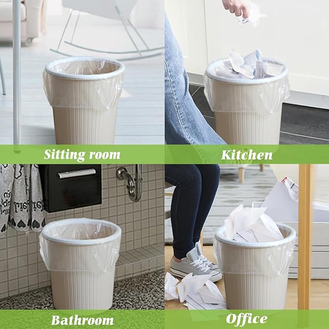 4 Gallon 330 Counts Small Clear Trash Bags Garbage Bags by, Bathroom Trash Can Bin Liners, Small Plastic Bags for home office kitchen, fit 12-15 Liter, 3,3.5,4.5 Gal, Clear