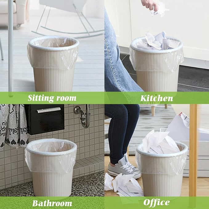 4 Gallon 440 Counts Small Clear Trash Bags Garbage Bags by, Bathroom Trash Can Bin Liners, Small Plastic Bags for home office kitchen (Clear)