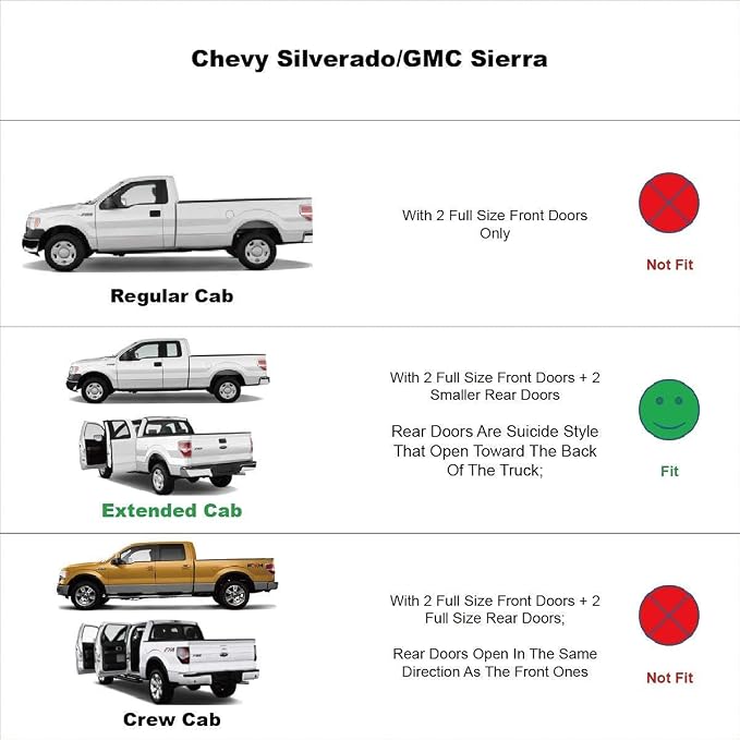 Rain Guards Window Deflectors Visors for 2007-2014 Chevy Silverado/GMC Sierra 1500/2500HD/3500HD Extended Cab, Side Window Deflectors Vent Guard Shade Sun Visor,94040 Dark Smoke Tint,4-Pieces Set