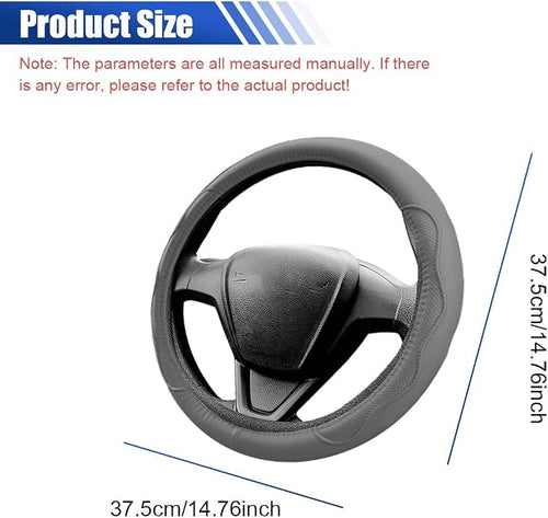 15 Inch Leather Car Steering Wheel Cover for SUV, Truck, Gray | Anti-Slip Breathable Automotive Steering Wheel Protector, Universal Heat Resistant Vehicle Interior Accessories