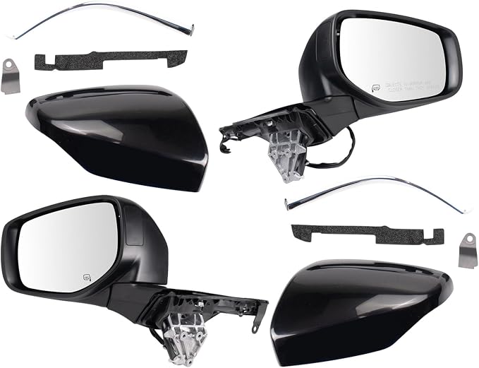 Driver and Passenger Side Mirror Set Power Heated Manual Folding Smooth Black Compatible with 2020-2022 Subaru Outback Legacy SU1320181 SU1321181