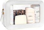 Clear Makeup Bag, White Travel Makeup Pouch Toiletry Bag for Women Waterproof Small Cosmetic Bag Case Small Make Up Bag with Zipper Car Organizer Car Essentials for Women Men