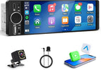 Single Din Radio for Car - Supports Apple Carplay & Android Auto，6.28 inch Single Din Touchscreen Radio with Bluetooth，Backup Camera，Enhanced Mic，USB ，SWC ，RCA，EQ，FM (Black)