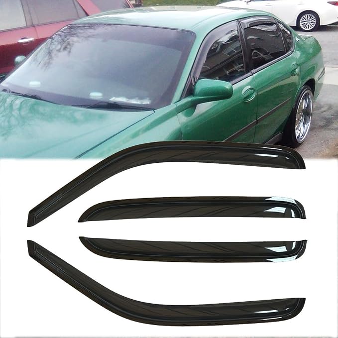 4pcs Original Shatterproof Side Window Wind Deflectors for Impala 06-13,Outside Mount Rain Guard Sets,Nice Looking Window Visors for Cars,Vent Deflector for Chevy 06-13 Impala 14-16 Limited 94843