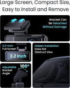 COOLCRAZY 4K Dash Cam Front, Built-in WiFi GPS, Dash Camera for Cars, 3.2" IPS Screen Dashcam with App Control, Free 32G Card, 170°Wide Angle, 24H Parking Mode, WDR, Night Vision, G-Sensor