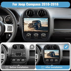 4Core 64GB ROM Car Radio Stereo for Jeep Compass Patriot 2010-2016 10 inch Touch Screen with CarPlay Android Auto Bluetooth 5GWiFi GPS AHD Backup Camera