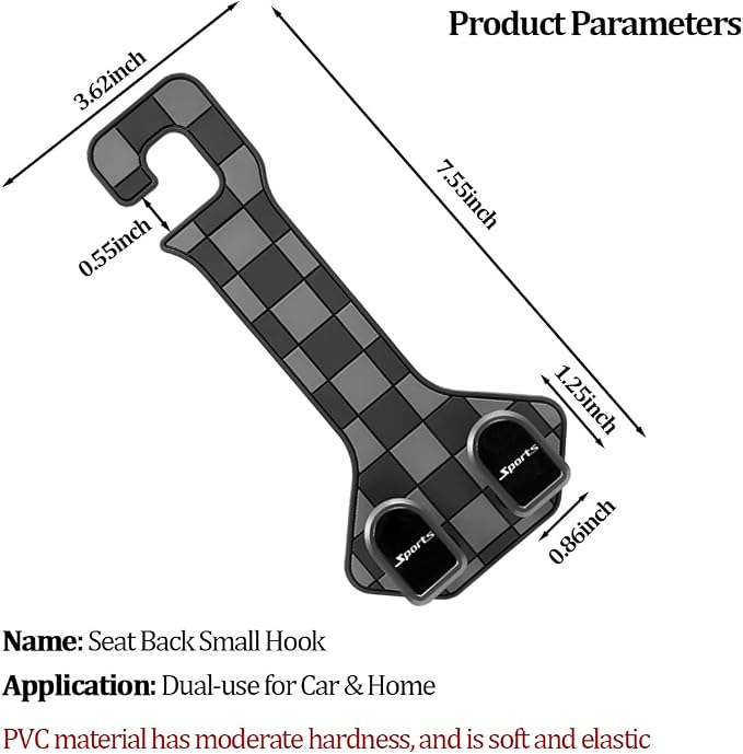 HZEL Car Seat Headrest Hooks, 2PCS Sport Vehicle Seat Back Headrest Hanger Organizer for Handbag Purse Coat, Multifunctional Auto Interior Storage Hook, Universal for SUV RV Truck (Gray)
