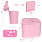 Car Trash Can with Lid, Leakproof Vehicle Garbage Organizer Holder Bin with 60 Pack Trash Bags, Mini Auto Dustbin Accessories Storage Container for Vans, SUVs, Office (Pink)