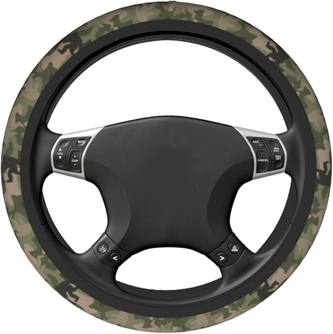 Camo Bigfoot Camo Green Hunting Steering Wheel Cover Car Accessories Cute for Women Girls Girly Universal 15 Inch Neoprene Auto Interior Decor Anti Slip Car Truck Protector