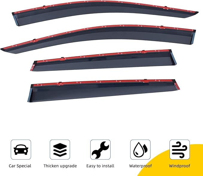 Window Visors Compatible with 2017-2022 Honda CRV CR-V Smoke Tint with Chrome Trim Outside Mount Tape On/Clip On Style PMMA Sun/Rain Guard Vent 4pcs