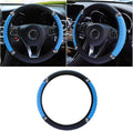 15 Inch Bling Soft Leather Car Steering Wheel Cover, Blue | Colorful Rhinestones Design, Auto Elastic Protector for Women Girls, Crystal Diamond Car Accessories for Most Cars, SUVs