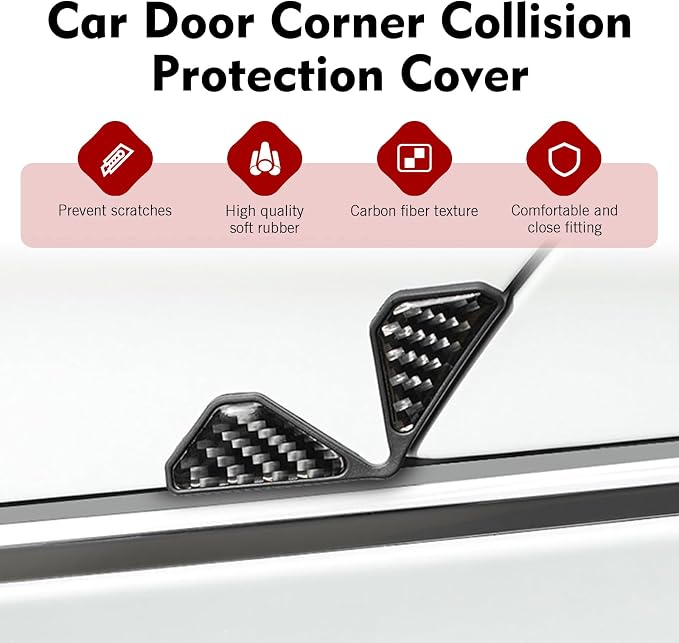 2PCS Car Door Edge Guards, Carbon Fiber Car Door Corner Guards, Anti-Collision Door Corner Protector Trim, Self-Adhesive Auto Corner Protect Sticker, Universal Exterior Decor Accessories