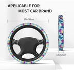 Blue Butterfly Steering Wheel Cover for Women Men with 2 Pcs Car Coasters, Universal 14.5-15 Inch Cute Steering Wheel Covers Non-Slip Car Accessories for Girls