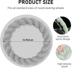 Fluffy Car Steering Wheel Cover, 15 Inches Anti-Slip Round Fuzzy Winter Steering Wheel Protector, Soft Warm Plush Steering Wheel Cover for Women Girls, Car Accessories (Gray, Round)
