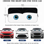 Car Windshield Sun Shade, Universal Fit Compact Sedan SUV, Classic Black | 59 x 27.5" Car Sun Visor, Foldable Front Window Sunshade, UV Heat Protection, Cute Eyes Series