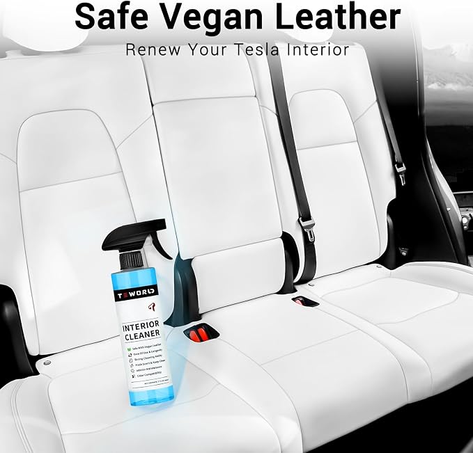 Tesla Seat Cleaner & Stain Remover, Tesla Interior Cleaner for White & Black Vegan Leather | Tesla Model Y Juniper Accessories 2026 & Tesla Model 3 Accessories, S/X/Cybertruck
