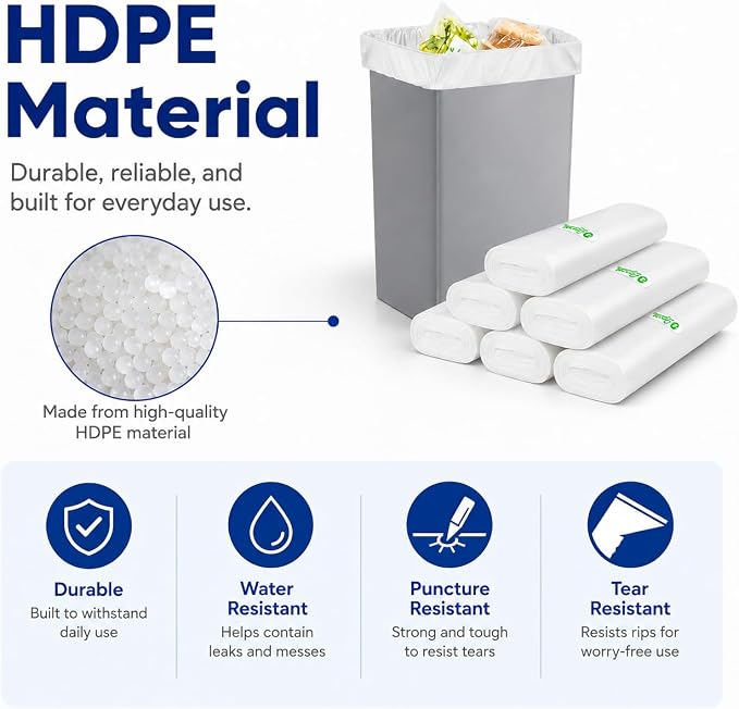 1.2 Gallon 180 counts Small Clear Trash Bags 5 Liter Garbage Bags by, Bathroom Trash Can Bin Liners, Plastic Bags for home office kitchen, Clear