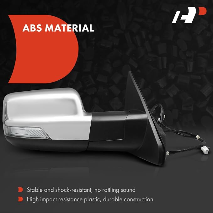 Passenger Side Power Door Mirror - Compatible with Ram 1500 2019 2020 2021 2022 - Heated Power Folding Chrome Outside Rear View Mirror w/Turn Signal Puddle Light and Blind Spot Detection