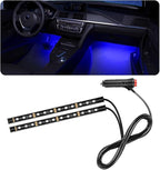 Car LED Strip Light, 24 LED RGB Auto Under Dash Interior Atmosphere Lights, Cigarette Lighter Decorative Lamp Ambient Night Light, Universal Lighting Kit Car Accessories (Blue)