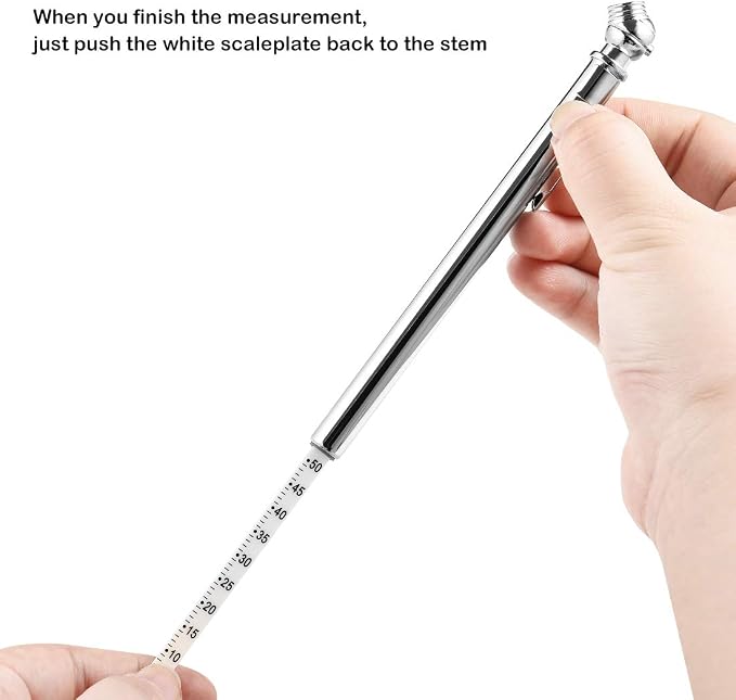 CZC AUTO Tire Pressure Gauge Heavy Duty Mechanical Air Gauge Stainless Stem Single Chuck with Pocket Clip for Truck Motorcycle Bike Car RV SUV ATV, 5-50PSI 30-350KPa (5 Pack)