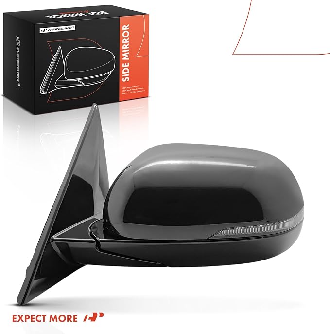 Driver Side Power Door Mirror - Compatible with Kia Soul 2020-2025 - Heated Manual Folding Black Outside Rear View Mirror with Turn Signal Light Blind Spot Detection