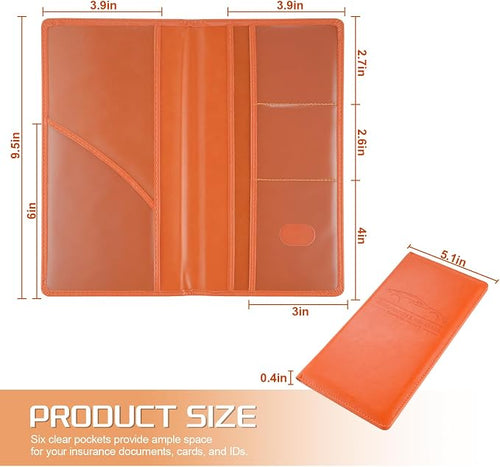 1Pack Car Registration and Insurance Holder,Car Document Holder for Cards License with Magnetic Shut,Vehicle Glove Box Car Organizer for Documents, Cards, License(Orange)