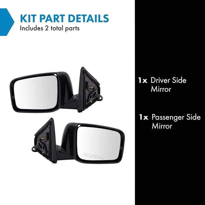 Driver and Passenger Side Mirror Assembly Set Power Heated Textured Black Compatible with 2008-2013 Nissan Rogue 2014-2015 Nissan Rogue Select