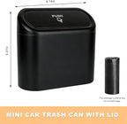 2 PCS Car Trash Can with Lid, Leakproof Mini Auto Garbage Bin with Trash Bags, Multipurpose Dustbin Container Storage Organizer for Vehicle Home Office, Car Accessories (Black)