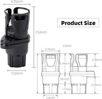 Car Cup Holder Expander, 2-in-1 Multifunctional Adjustable Drink Holder, Black Universal Beverage Organizer for Vehicle Console, 7.32 x 3.35 Inch