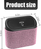 Bling Car Trash Can with Lid, Crystal Rhinestones Leakproof Auto Garbage Hanging Container Bin, Multipurpose Diamond Dustbin Storage Organizer, Universal Vehicle Accessories (Pink)