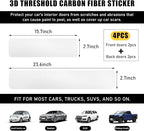 4 PCS Car Door Sill Protectors, Anti Scratch Carbon Fiber Auto Threshold Cover Strips, Decorative Door Entry Edge Scuff Sticker Universal for Most Vehicles, Car Accessories (White 3D)