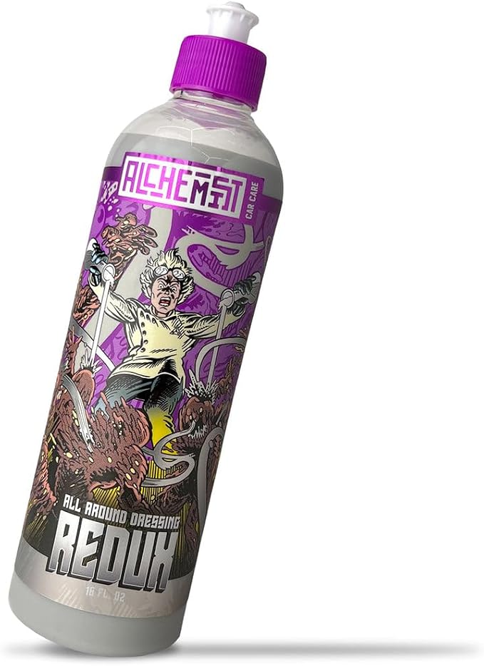 Alchemist Redux All-Around Dressing | Water-Based Tire Shine & Trim Dressing for Satin Finish | Car Interior & Exterior Rubber, Vinyl & Plastic Protectant | Non-Greasy, No Sling Tire Dressing | 16 oz